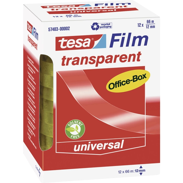 TESA OFFICE-BOX 57403-00002-01 tesafilm Transparent (L x B) 66m x 12mm 12St. TESA OFFICE-BOX 57403-00002-01 tesafilm Transparent (L x B) 66m x 12mm 12St.