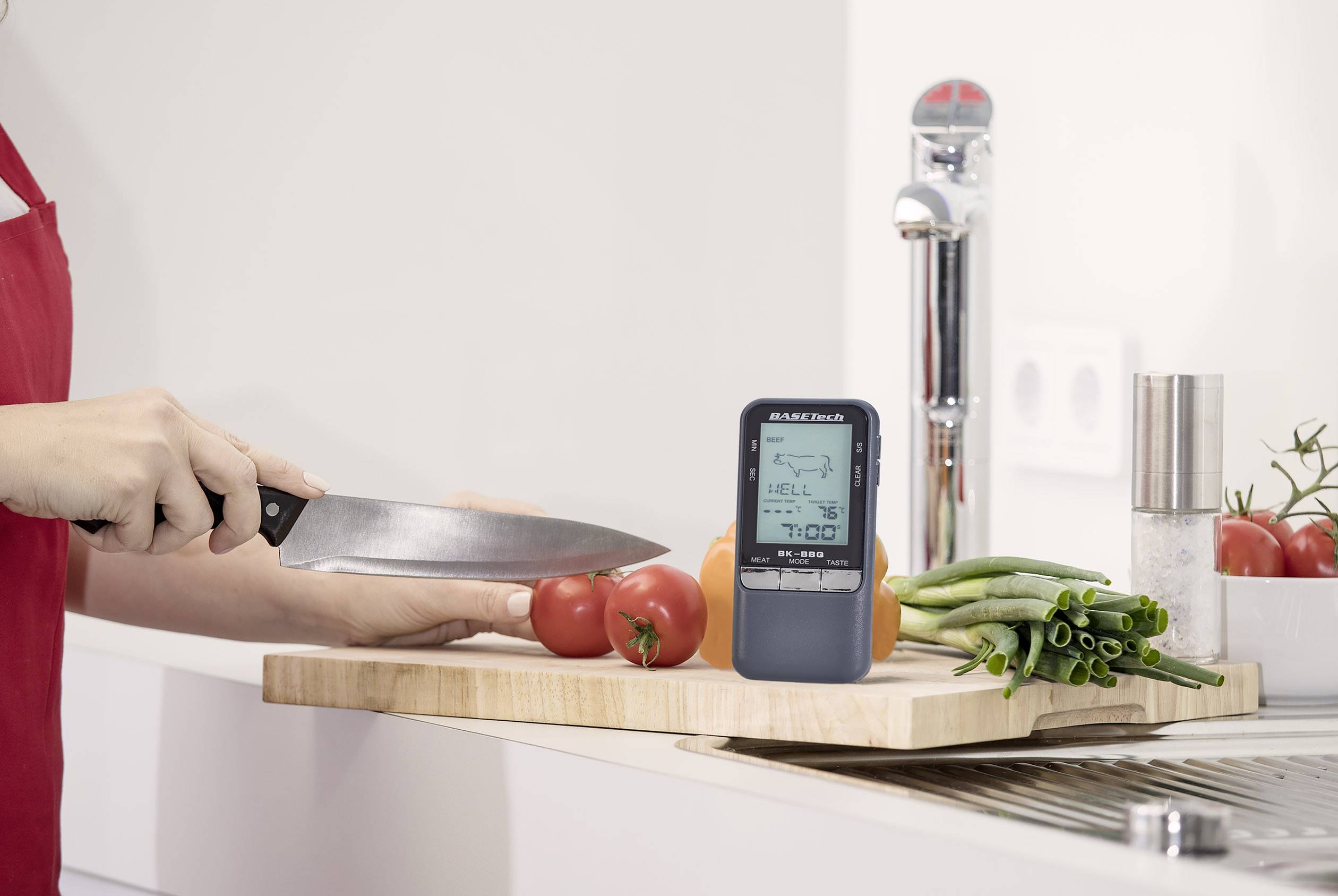 Basetech BK-BBQ Einstichthermometer Messbereich Temperatur 0 bis 250°C Funkübertragung