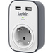 Belkin BSV103vf Überspannungsschutz-Zwischenstecker mit USB Weiß, Grau