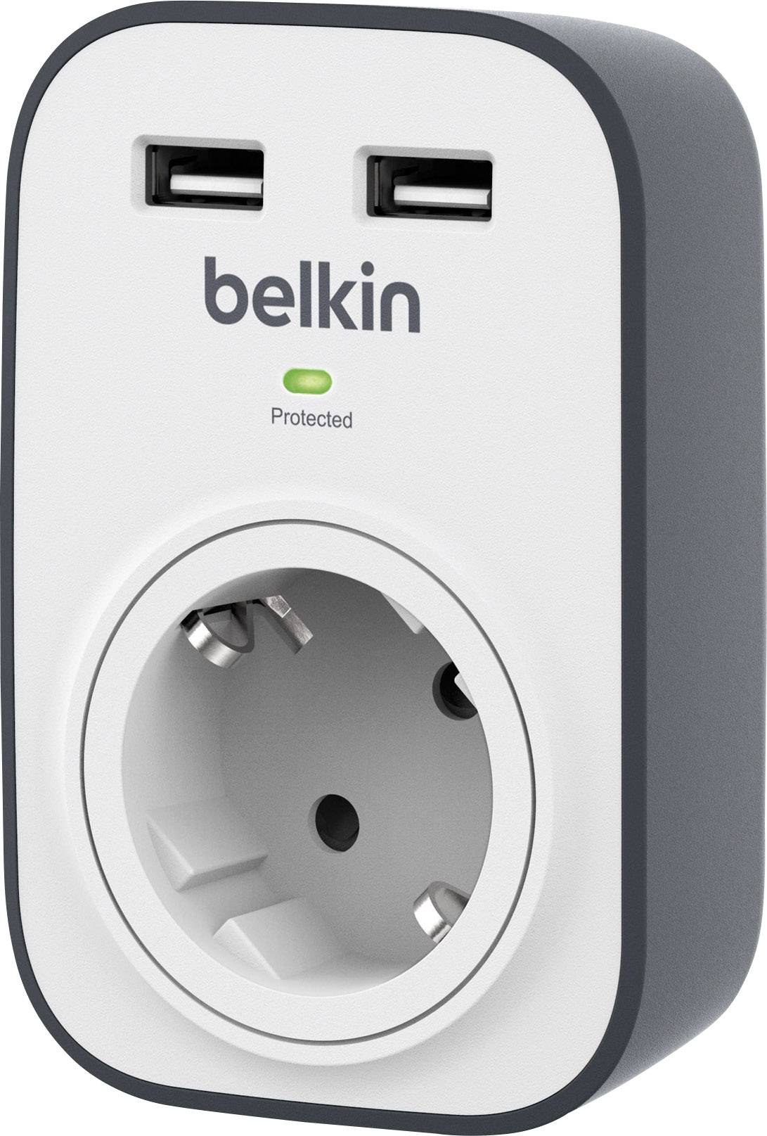 Belkin BSV103vf Überspannungsschutz-Zwischenstecker mit USB Weiß, Grau