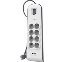 Belkin BSV804vf2M Überspannungsschutz-Steckdosenleiste 8fach Weiß, Grau Schutzkontakt 1St. Belkin BSV804vf2M Überspannungsschutz-Steckdosenleiste 8fach Weiß, Grau Schutzkontakt 1St.