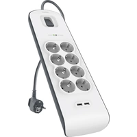 Belkin BSV804vf2M Überspannungsschutz-Steckdosenleiste 8fach Weiß, Grau Schutzkontakt 1St. Belkin BSV804vf2M Überspannungsschutz-Steckdosenleiste 8fach Weiß, Grau Schutzkontakt 1St.