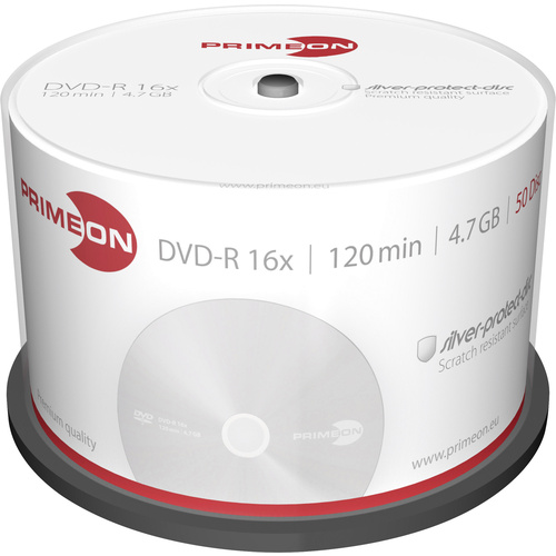 Primeon 2761204 DVD-R Rohling 4.7GB 50 St. Spindel Silber Matte Oberfläche