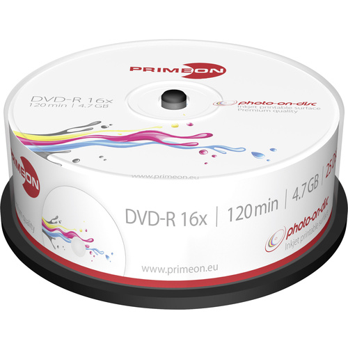 Primeon 2761205 DVD-R Rohling 4.7 GB 25 St. Spindel Bedruckbar
