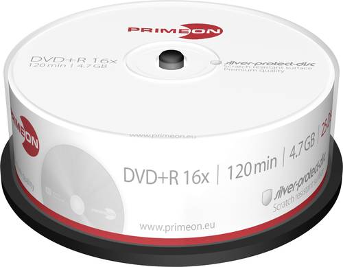 Primeon 2761223 DVD+R Rohling 4.7GB 25 St. Spindel Silber Matte Oberfläche