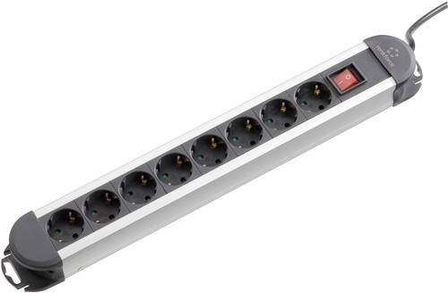Renkforce 815A-CMB Steckdosenleiste mit Schalter 8fach Schwarz, Silber Schutzkontakt 1 St.