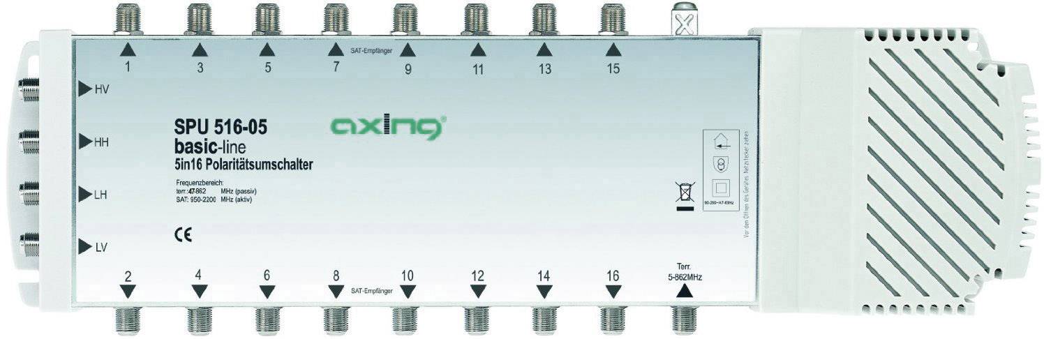 Axing SPU 516-05 SAT Multischalter Eingänge (Multischalter): 5 (4 SAT/1 terrestrisch) Teilnehmer-Anzahl: 16 Quad-LNB-tauglich
