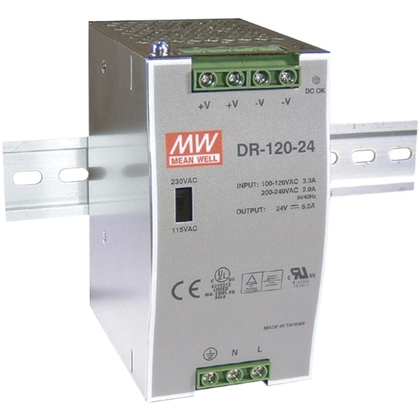 Mean Well DR-120-12 Hutschienen-Netzteil (DIN-Rail) 12 V/DC 10 A 120 W Anzahl Ausgänge:1 x Inhalt 1 St. Mean Well DR-120-12 Hutschienen-Netzteil (DIN-Rail) 12 V/DC 10 A 120 W Anzahl Ausgänge:1 x Inhalt 1 St.