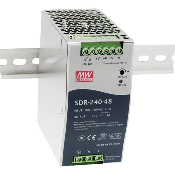 Mean Well MW SDR-240-48 Hutschienen-Netzteil (DIN-Rail) 48 V/DC 5A 240W Anzahl Ausgänge:1 x Inhalt 1St. Mean Well MW SDR-240-48 Hutschienen-Netzteil (DIN-Rail) 48 V/DC 5A 240W Anzahl Ausgänge:1 x Inhalt 1St.