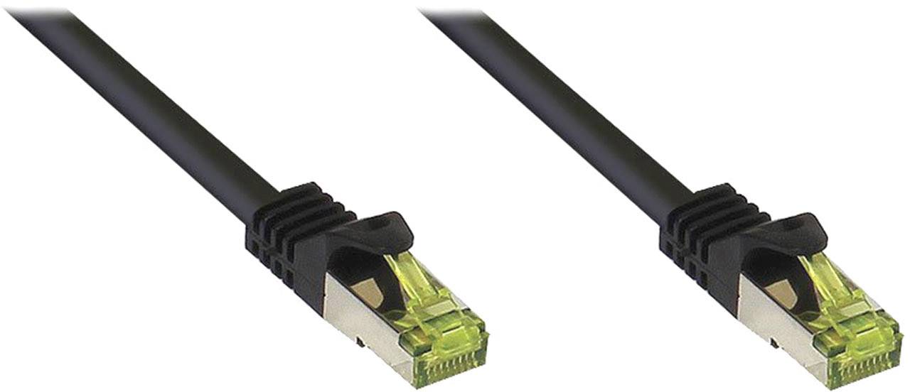 Good Connections® RJ45 Patchkabel mit Cat. 7 Rohkabel und Rastnasenschutz (RNS®), S/FTP, PiMF, 500MHz, schwarz, 10m