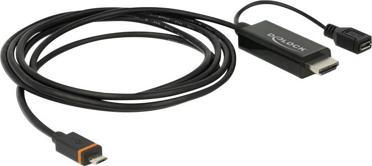 Delock HDMI / USB Adapter [1x SlimPort-Stecker - 1x HDMI-Stecker, USB 2.0 Stecker Micro-B] Schwarz  1.50 m