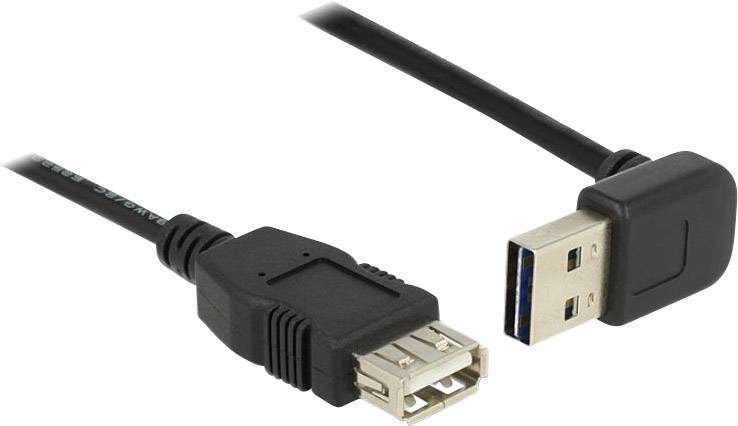 Delock USB-Kabel USB 2.0 USB-A Stecker, USB-A Buchse 1.00 m Schwarz beidseitig verwendbarer Stecker, vergoldete Steckkontakte, UL-zertifiziert 83547