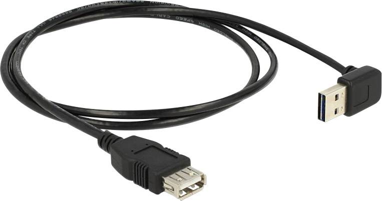 Delock USB-Kabel USB 2.0 USB-A Stecker, USB-A Buchse 1.00 m Schwarz beidseitig verwendbarer Stecker, vergoldete Steckkontakte, UL-zertifiziert 83547