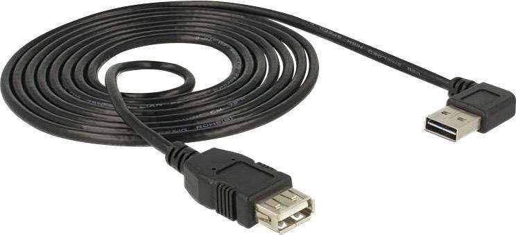Delock USB-Kabel USB 2.0 USB-A Stecker, USB-A Buchse 2.00 m Schwarz beidseitig verwendbarer Stecker, vergoldete Steckkontakte, UL-zertifiziert 83552