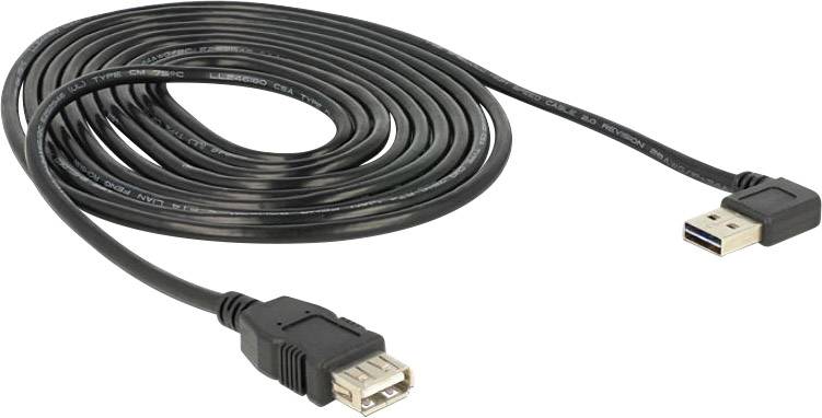 Delock USB-Kabel USB 2.0 USB-A Stecker, USB-A Buchse 3.00 m Schwarz beidseitig verwendbarer Stecker, vergoldete Steckkontakte, UL-zertifiziert 83553