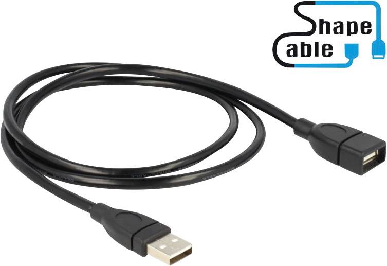Delock USB-Kabel USB 2.0 USB-A Stecker, USB-A Buchse 1.00 m Schwarz flexibles Schwanenhals-Kabel 83500