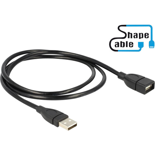 Delock USB-Kabel USB 2.0 USB-A Stecker, USB-A Buchse 1.00m Schwarz flexibles Schwanenhals-Kabel 83500