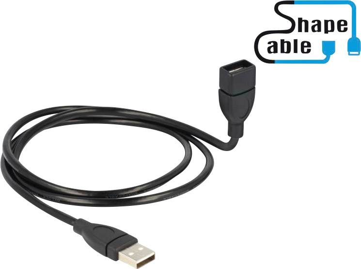 Delock USB-Kabel USB 2.0 USB-A Stecker, USB-A Buchse 1.00 m Schwarz flexibles Schwanenhals-Kabel 83500