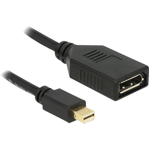 Delock 65554 DisplayPort Adapter [1x Mini-DisplayPort Stecker - 1x DisplayPort Buchse] Schwarz mit Ferritkern 21.00cm