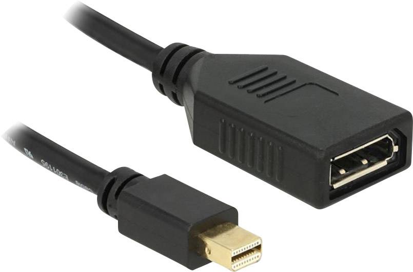 Delock 65554 DisplayPort Adapter [1x Mini-DisplayPort Stecker - 1x DisplayPort Buchse] Schwarz mit Ferritkern 21.00cm