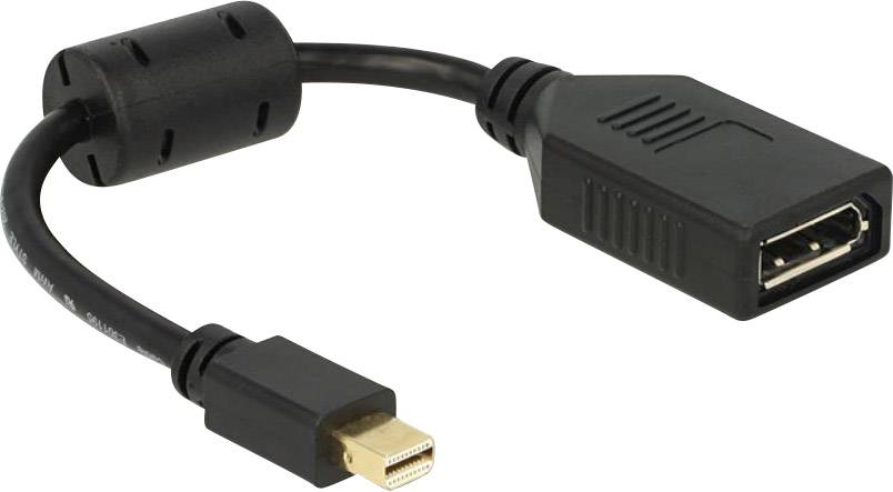Delock 65554 DisplayPort Adapter [1x Mini-DisplayPort Stecker - 1x DisplayPort Buchse] Schwarz mit