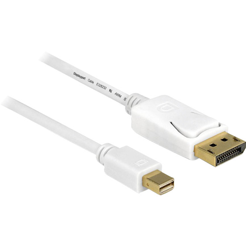Delock Mini-DisplayPort / DisplayPort Adapterkabel Mini DisplayPort Stecker, DisplayPort Stecker 3.00m Weiß 83483 vergoldete