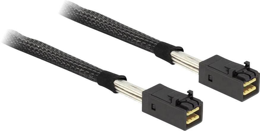 Zwei schwarze, geflochtene Kabel mit jeweils einem rechteckigen, zweipoligen Stecker, die für den Anschluss elektronischer Geräte verwendet werden.