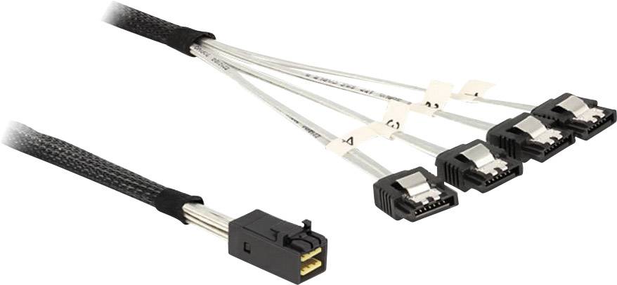 Delock Festplatten Anschlusskabel [1x Mini-SAS-Buchse (SFF-8643) - 4x SATA-Buchse 7pol.] 1.00 m Schwarz