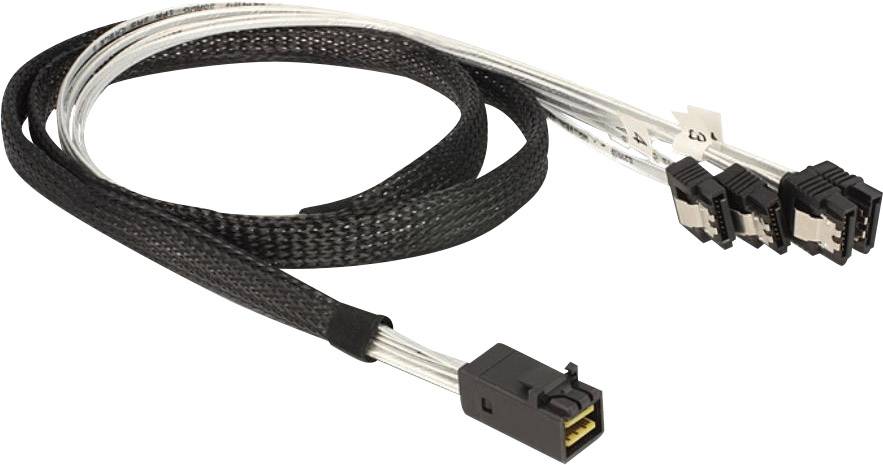 Delock Festplatten Anschlusskabel [1x Mini-SAS-Buchse (SFF-8643) - 4x SATA-Buchse 7pol.] 1.00 m Schwarz
