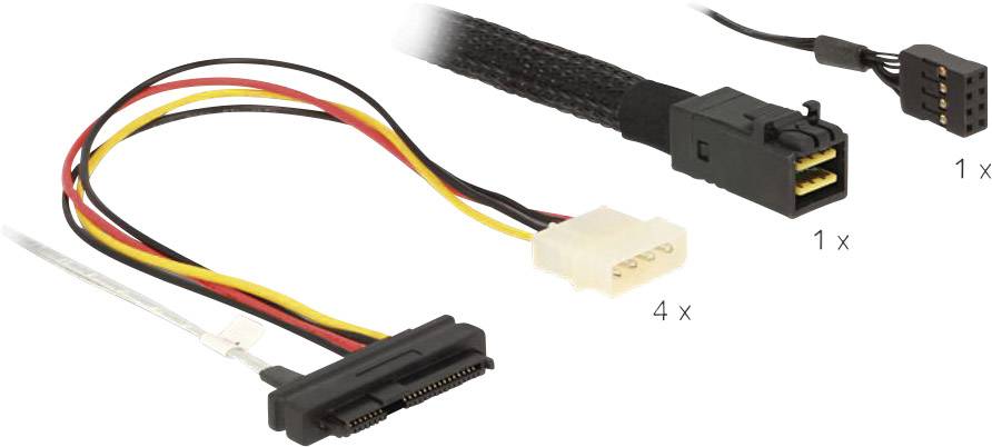 Delock Festplatten Anschlusskabel [1x Mini SAS-Stecker (SFF-8087) - 4x SAS-Buchse (SFF-8482), Molex 4pol Buchse] 0.50 m Schwarz, Weiß