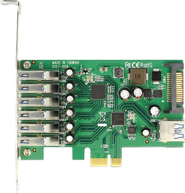 Delock 6+1 Port USB 3.2 Gen 1 Controllerkarte USB-A PCIe
