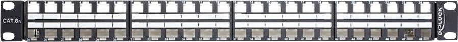 Delock Keystone Patch Panel Schwarz 1U 48,3 cm 19" 48 Ports