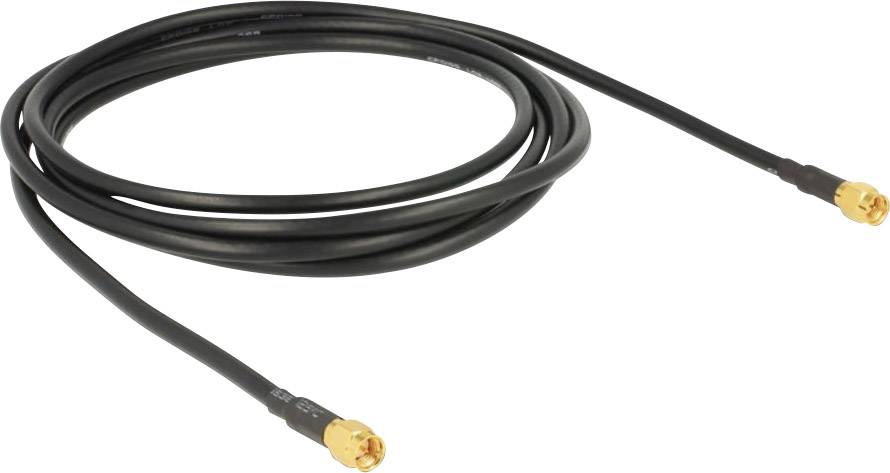 Delock WLAN-Antennen Anschlusskabel [1x SMA-Stecker - 1x SMA-Stecker] 2.00 m Schwarz vergoldete Steckkontakte