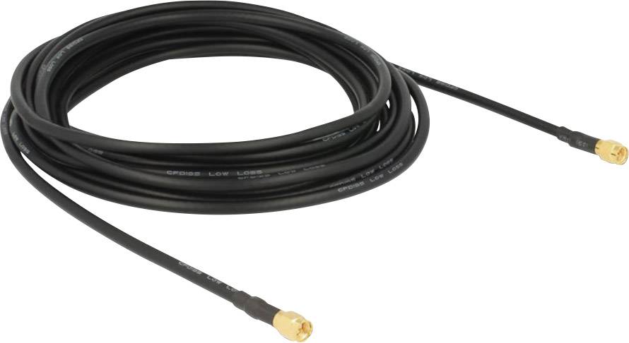 Delock WLAN-Antennen Anschlusskabel [1x SMA-Stecker - 1x SMA-Stecker] 5.00m Schwarz vergoldete Steckkontakte