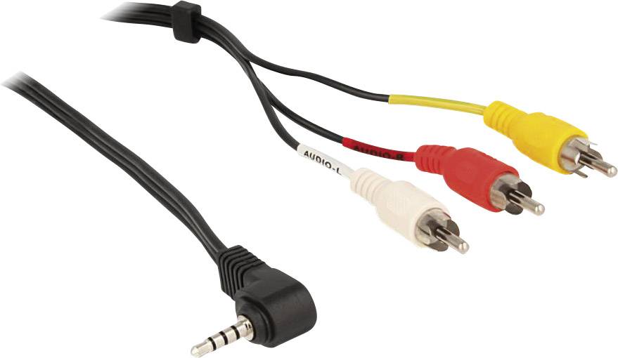 Delock Klinke / Cinch AV Anschlusskabel [1x Klinkenstecker 3.5 mm - 3x Cinch-Stecker] 1.50 m Schwarz
