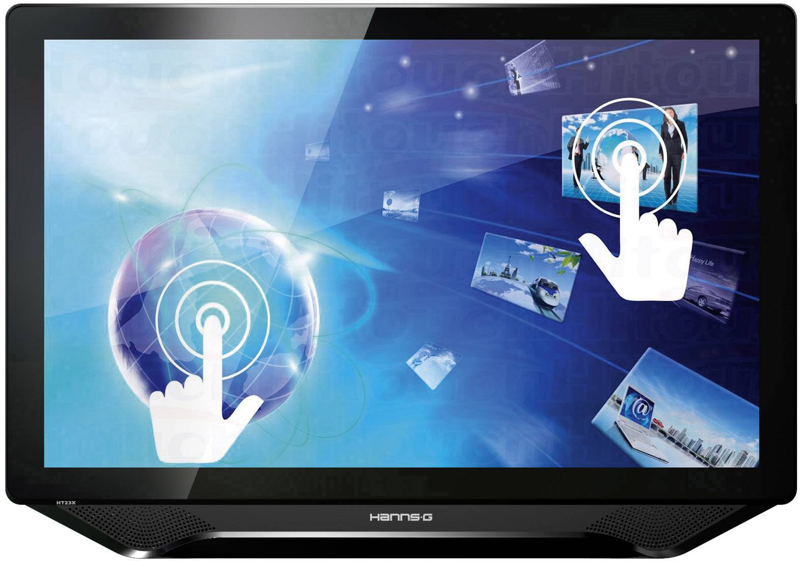 Hanns-G by Hannspree HT231HPB Touchscreen-Monitor 58.4 cm (23 Zoll) 1920 x 1080 Pixel 16:9 5 ms DVI, HDMI®, VGA, USB, Kopfhörer (3.5 mm Klinke) TN