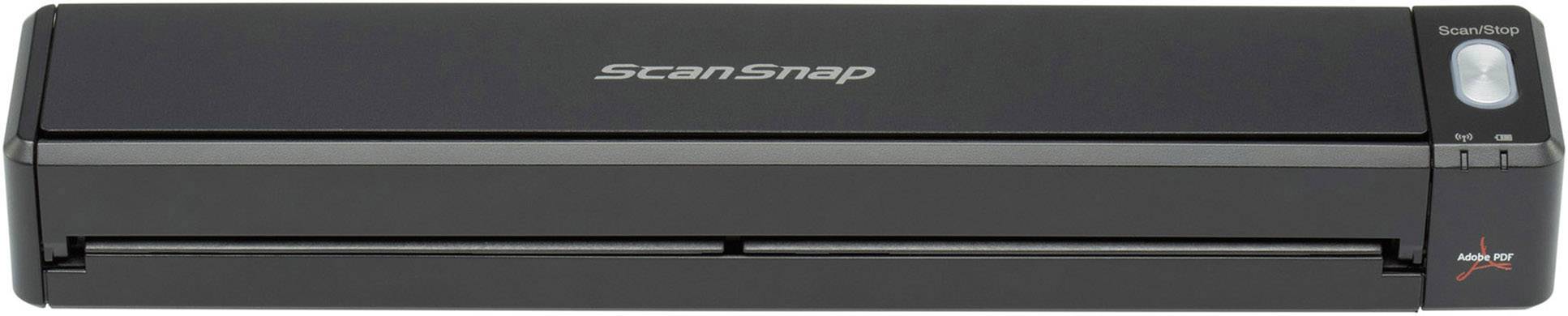 Kompakter, schwarzer Dokumentenscanner mit der Aufschrift 'ScanSnap', geeignet für das Scannen von Papierdokumenten in digitaler Form.