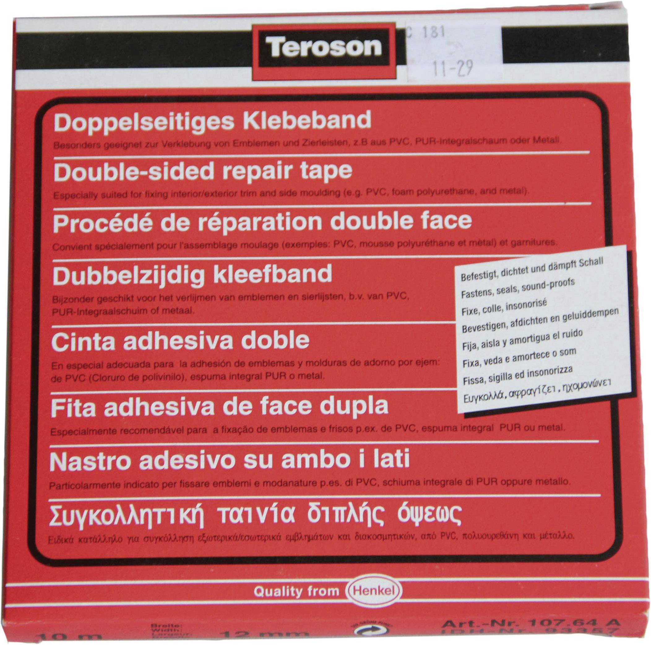 Teroson 93358 Doppelseitiges Klebeband Loctite (L x B) 10m x 19mm 1St.