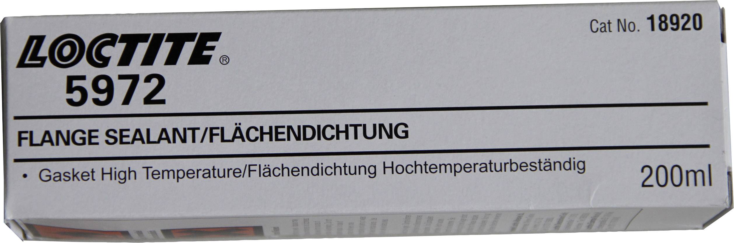 Graue Verpackung von 'Loctite 5972', einer hochtemperaturbeständigen Flächendichtung. Inhalt: 200ml.