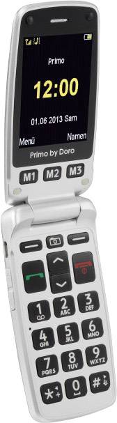 Primo by DORO 413 Senioren-Klapp-Handy mit Ladestation, SOS Taste Silber