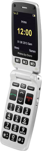 Primo by DORO 413 Senioren-Klapp-Handy mit Ladestation, SOS Taste Silber