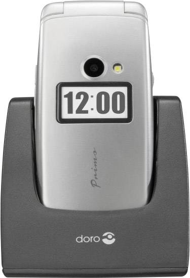 Primo by DORO 413 Senioren-Klapp-Handy mit Ladestation, SOS Taste Silber