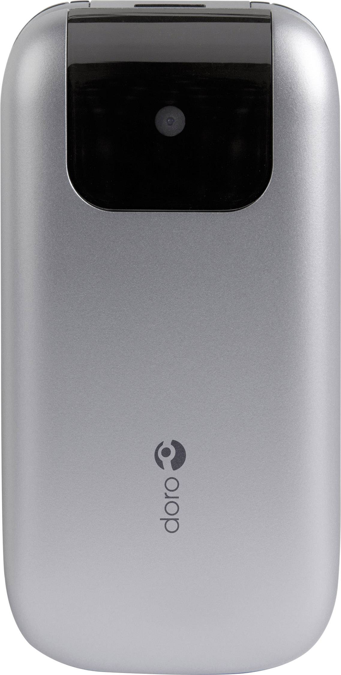 Doro PhoneEasy 613 Senioren-Klapp-Handy mit Ladestation, SOS Taste Silber