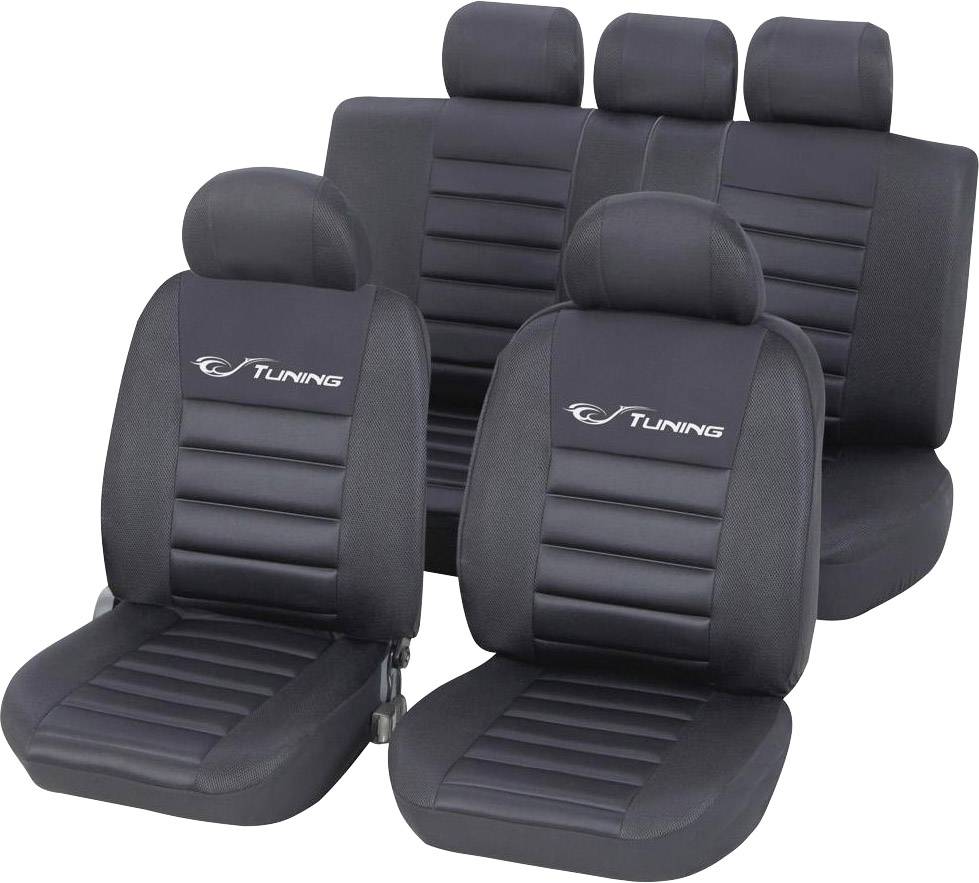 Unitec 84953 Sitzbezugset Tuning 14-teilig, schwarz Sitzbezug 14teilig Polyester Schwarz