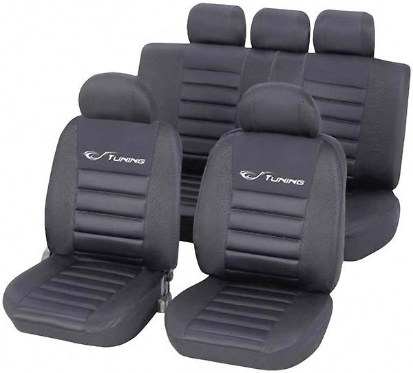 Unitec 84953 Sitzbezugset Tuning 14-teilig, schwarz Sitzbezug 14teilig Polyester Schwarz