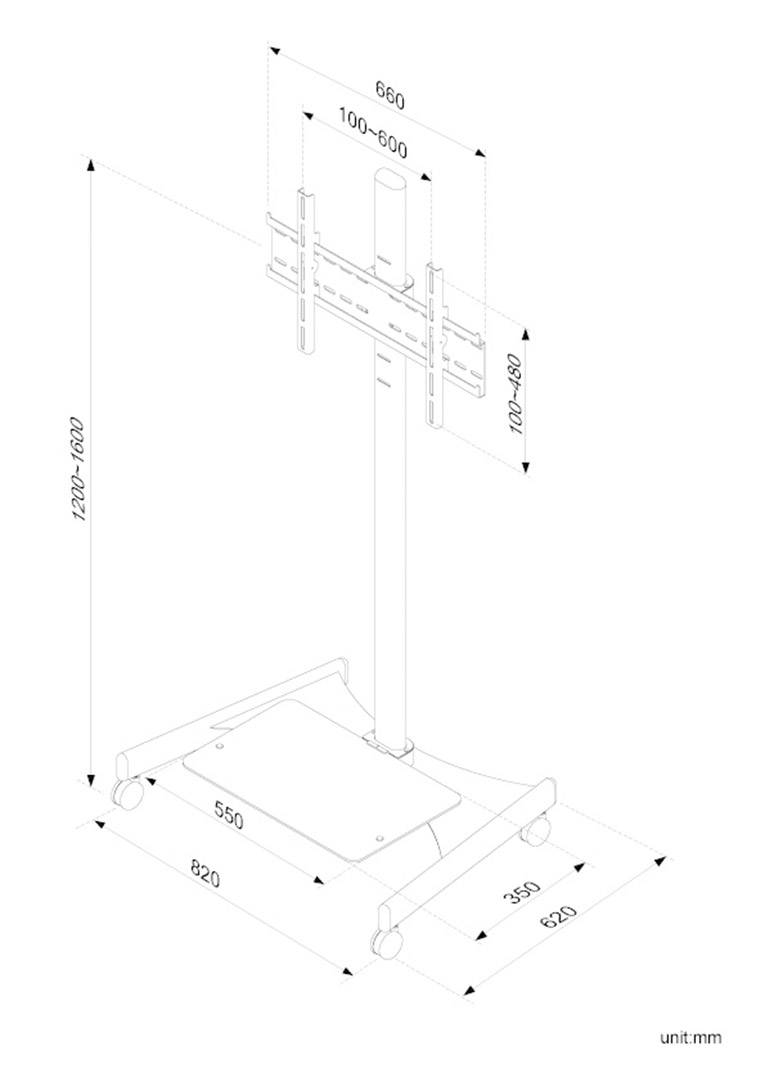 Neomounts PLASMA-M1600 TV-Rollwagen Höhenverstellbar 68,6cm (27") - 177,8cm (70") Starr