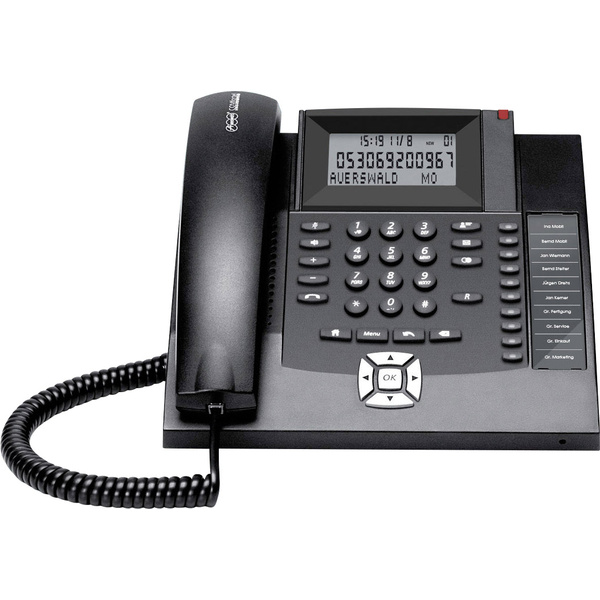 Auerswald COMfortel 600 Schnurgebundenes Telefon, analog Freisprechen, Headsetanschluss schwarz-weiß Display Schwarz