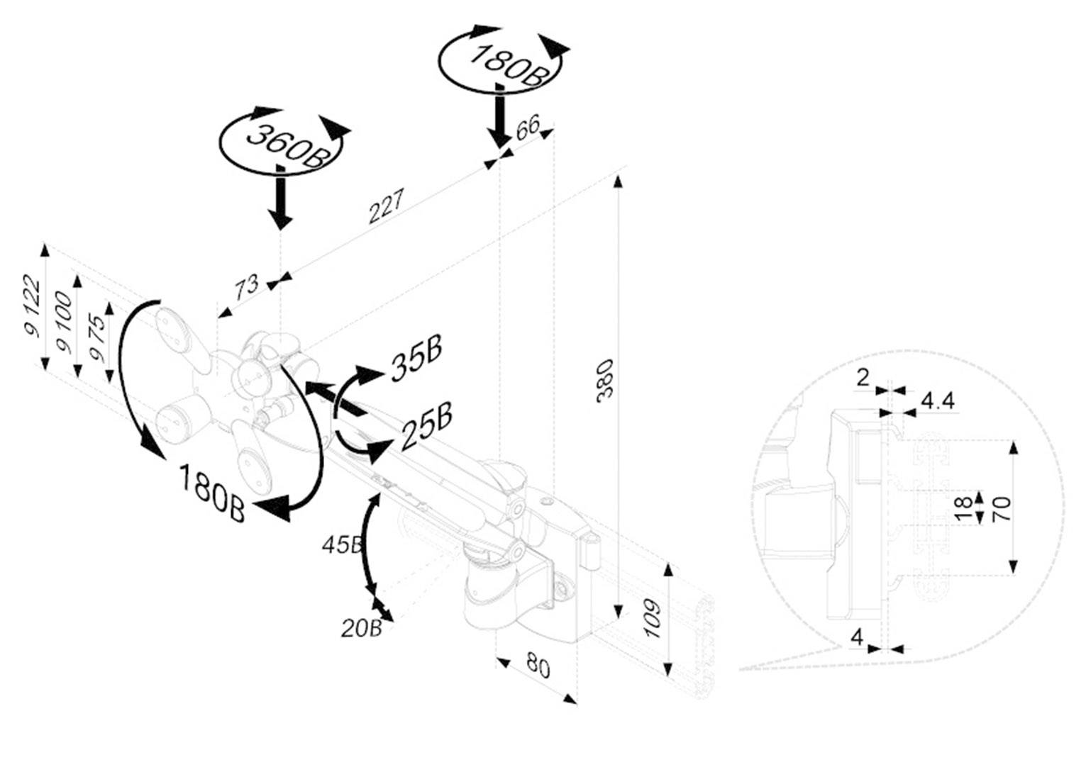 Neomounts FPMA-DTBW940 1fach Monitor-Wandhalterung 25,4cm (10") - 76,2cm (30") Silber Neigbar, Schwenkbar, Rotierbar