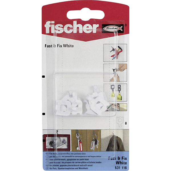 Fischer 531116 Wandhaken Fast & Fix White K 8 St.