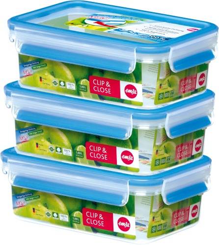 Emsa Frischhaltedose CLIP&CLOSE 3er Set,1l 508558